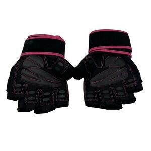 Trideer Weight Lifting Gloves with Wrist Support Black Pink Padded Palm Grip